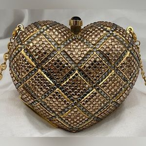 Gold and Brown Heart-Shaped Mini Bag